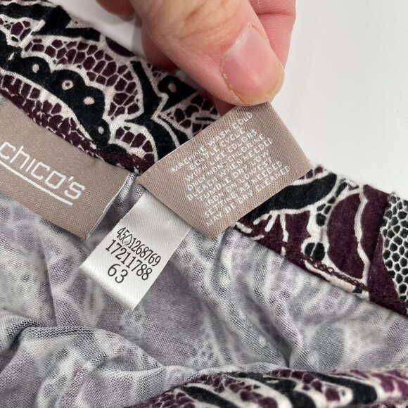 Chico's Purple Paisley Pull On Rayon Maxi Skirt Womens Size 8 Boho Elastic Waist - Picture 5 of 7